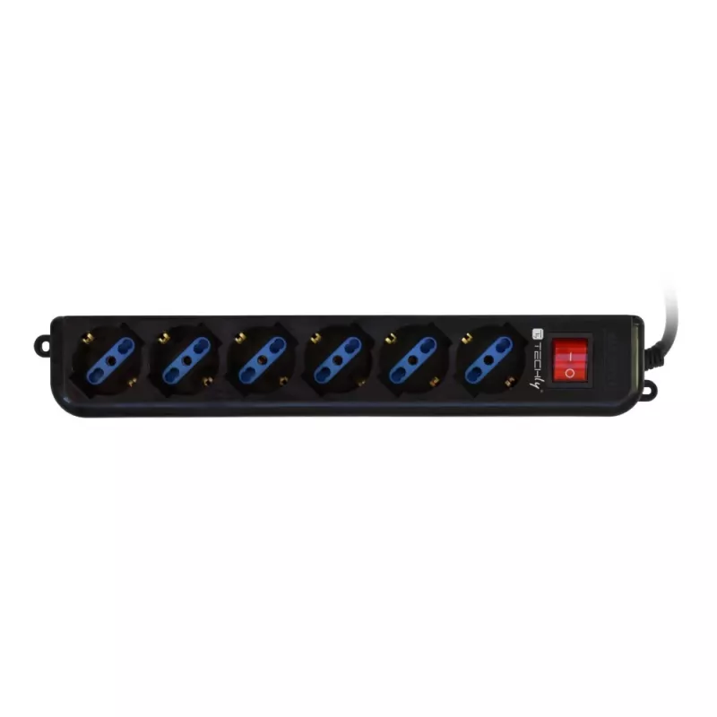 Techly 6 lizdų ilgintuvas juodas su VDE kištuku IUPS-PCP-6V
