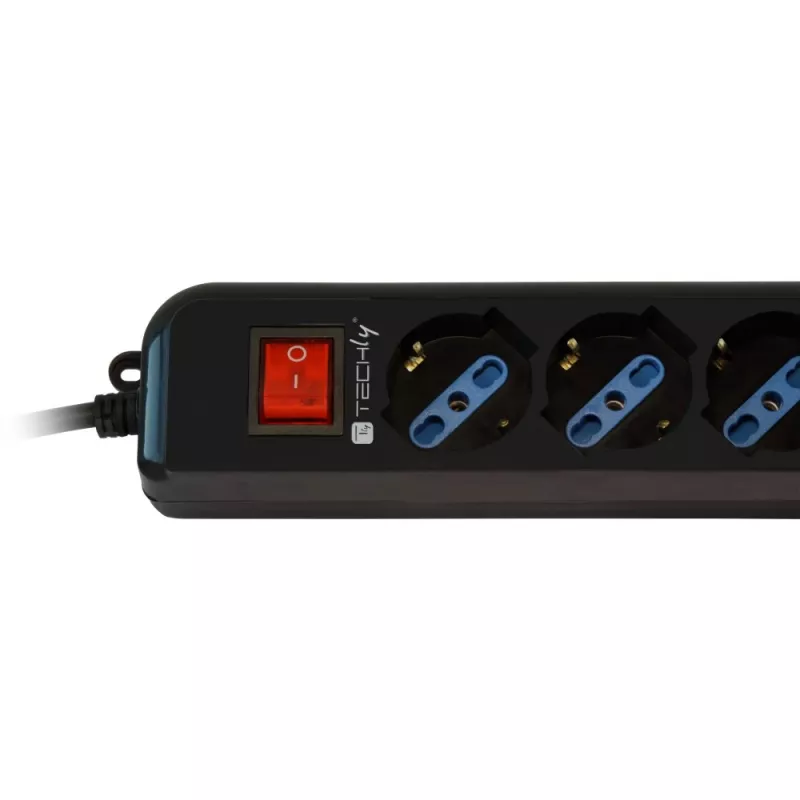 Techly 6 lizdų ilgintuvas juodas su VDE kištuku IUPS-PCP-6V