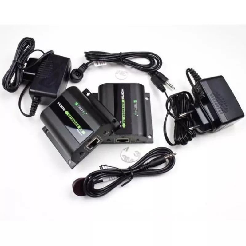Techly EXT-E70I HDMI prailgintuvas per Cat.5E/6/6A/7 iki 60 m su automatiniu reguliavimu