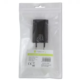 Techly Compact USB įkroviklis 1A su europiniu kištuku, juodas