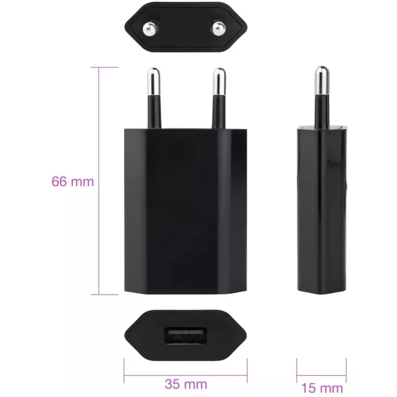 Techly Compact USB įkroviklis 1A su europiniu kištuku, juodas
