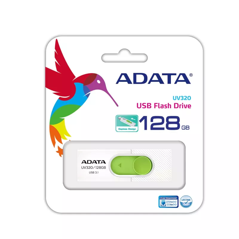ADATA UV320 USB atmintukas 128 GB USB Type-A 3.2 Gen 1 (3.1 Gen 1) Žalia, Balta