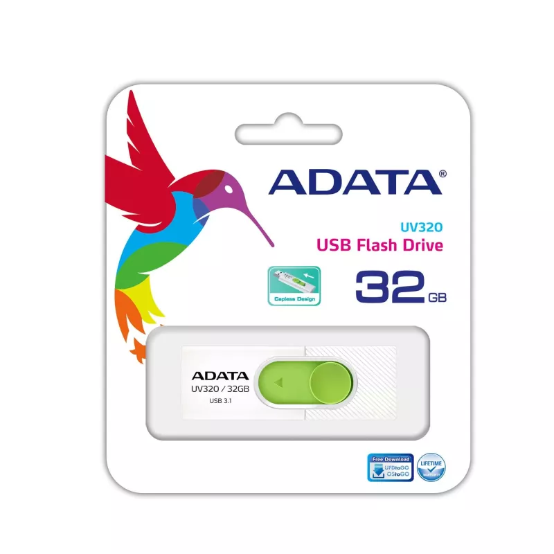 ADATA UV320 32 GB USB atmintukas USB Type-A 3.2 Gen 1 žalias, baltas