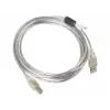 LANBERG USB 2.0 laidas USB B - 3m permatomas