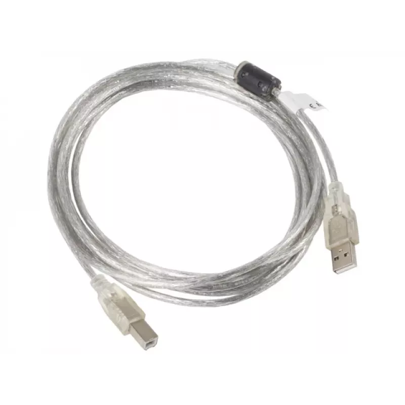 LANBERG USB 2.0 laidas USB B - 3m permatomas