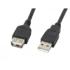 USB A-A laidas LANBERG CA-USBE-10CC-0018-BK, USB 2.0, 1,8 m, juodas