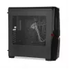 PC korpusas IBOX ORCUS X14 Midi Tower juodas — ITX/ATX, šoninis langas, raudonas apšvietimas, 3×3,5 colio vietos, 2×2,5 colio vietos, 1×5,25 colio, USB 3.2 Gen1 Type-A