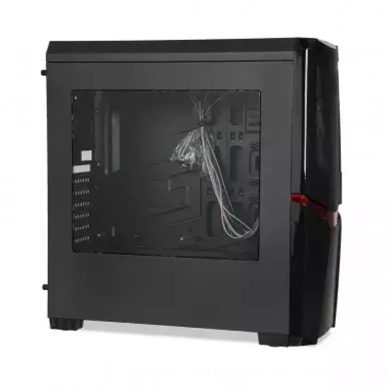 PC korpusas IBOX ORCUS X14 Midi Tower juodas — ITX/ATX, šoninis langas, raudonas apšvietimas, 3×3,5 colio vietos, 2×2,5 colio vietos, 1×5,25 colio, USB 3.2 Gen1 Type-A