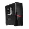 PC korpusas IBOX ORCUS X14 Midi Tower juodas — ITX/ATX, šoninis langas, raudonas apšvietimas, 3×3,5 colio vietos, 2×2,5 colio vietos, 1×5,25 colio, USB 3.2 Gen1 Type-A