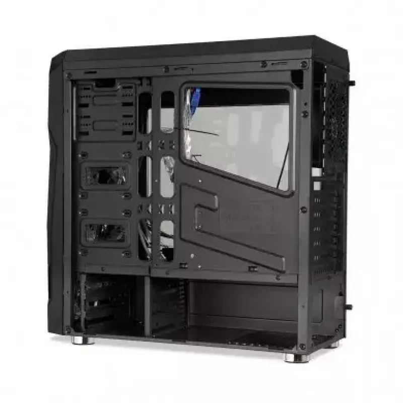 PC korpusas IBOX ORCUS X14 Midi Tower juodas — ITX/ATX, šoninis langas, raudonas apšvietimas, 3×3,5 colio vietos, 2×2,5 colio vietos, 1×5,25 colio, USB 3.2 Gen1 Type-A