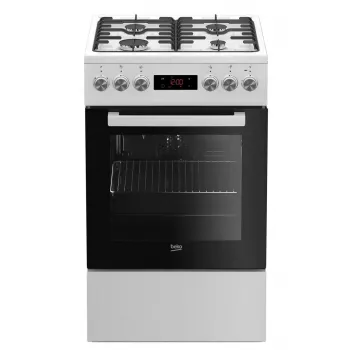 Beko FSE52320DWD laisvai pastatoma viryklė, 4 degiklių dujinė kaitlentė, elektrinė orkaitė 55 L, balta