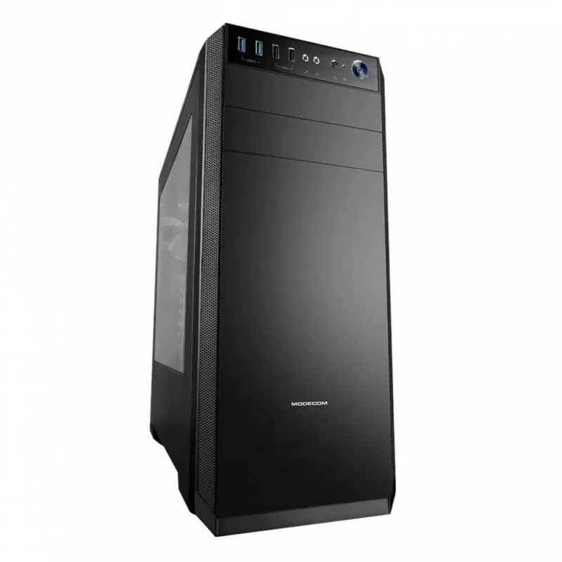 PC korpusas MODECOM Oberon Pro Midi Tower — juodas, ATX/ITX/Micro ATX, grūdintas stiklas, iki 395 mm GPU