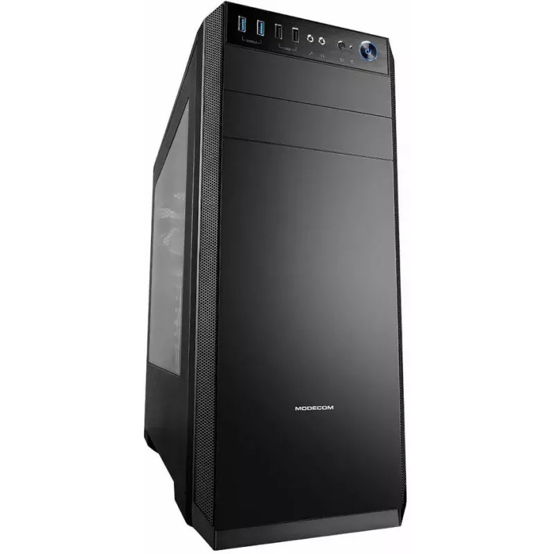 PC korpusas MODECOM Oberon Pro Midi Tower — juodas, ATX/ITX/Micro ATX, grūdintas stiklas, iki 395 mm GPU