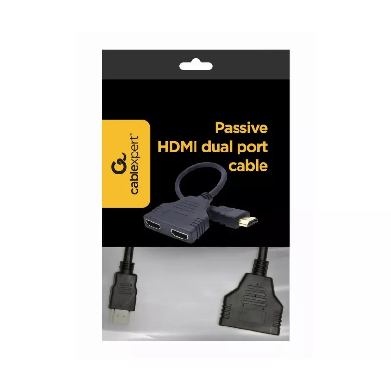 HDMI kabelis Gembird DSP-2PH4-04 — HDMI A tipo kištukas į 2× HDMI A tipo lizdą, juodas, tiesūs jungtys