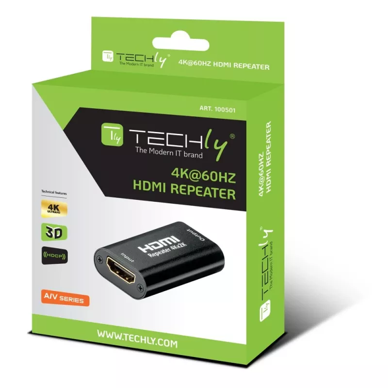 AV kartotuvas TECHLY IDATA-HDMI2-RIP4KT — HDMI 2.0, HDCP 2.2, 4096×2160, maksimalus atstumas 40 m, juodas