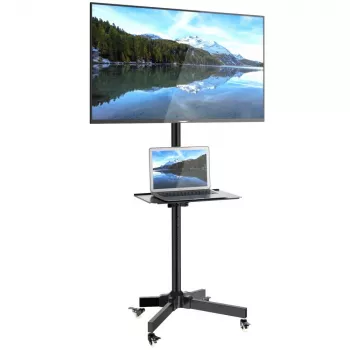 Techly Trolley Floor Stand LCD/LED/Plasma 23–55 col., 58,4 cm (23 col.), 139,7 cm (55 col.), 50 x 50 mm, 400 x 400 mm, -15–15°, juoda