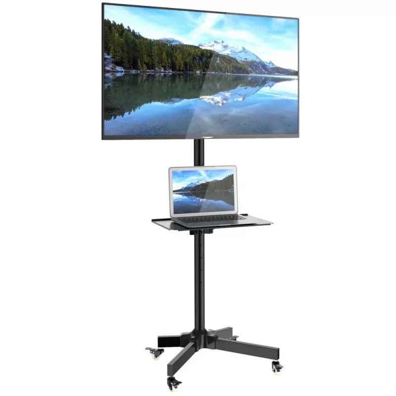 Techly Trolley Floor Stand LCD/LED/Plasma 23–55 col., 58,4 cm (23 col.), 139,7 cm (55 col.), 50 x 50 mm, 400 x 400 mm, -15–15°, juoda