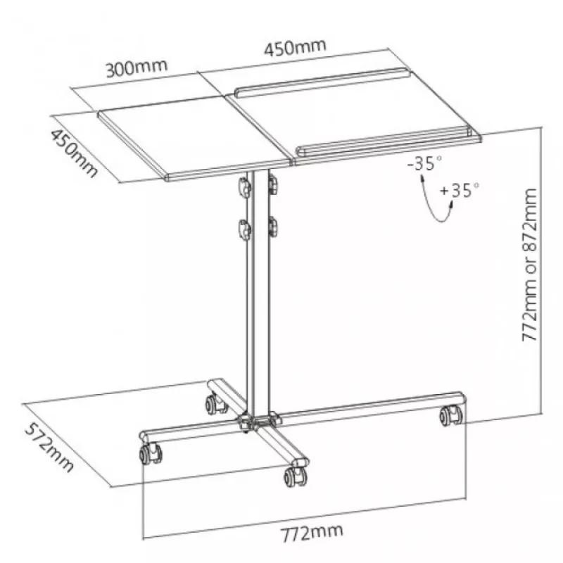 Stovas nešiojamam kompiuteriui ir projektoriui Techly Universal Adjustable Trolley juodas