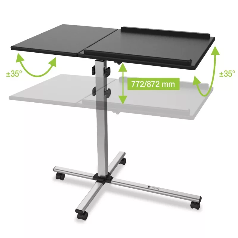 Stovas nešiojamam kompiuteriui ir projektoriui Techly Universal Adjustable Trolley juodas