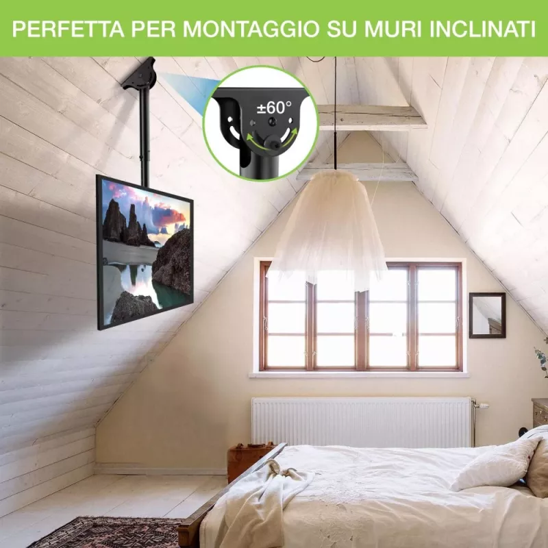 Techly teleskopinis lubų laikiklis iki 1,6m LED TV LCD 23-42 col. ICA-CPLB 922L