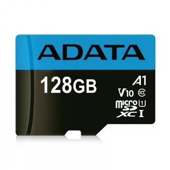 ADATA 128 GB microSDXC UHS-I Class 10 atminties kortelė – 85 MB/s skaitymas, 25 MB/s rašymas, atspari vandeniui, su SD adapteriu