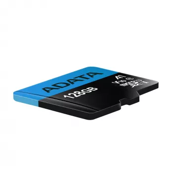 ADATA 128 GB microSDXC UHS-I Class 10 atminties kortelė – 85 MB/s skaitymas, 25 MB/s rašymas, atspari vandeniui, su SD adapteriu