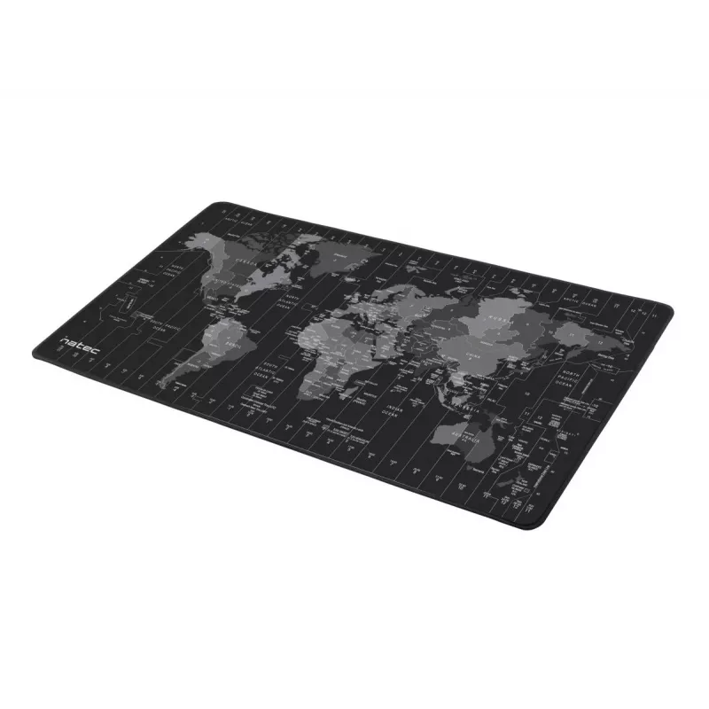Pelės kilimėlis NATEC Time Zone Map Maxi — audinys 400×800 mm, 2,5 mm, vandeniui atsparus, neslystantis