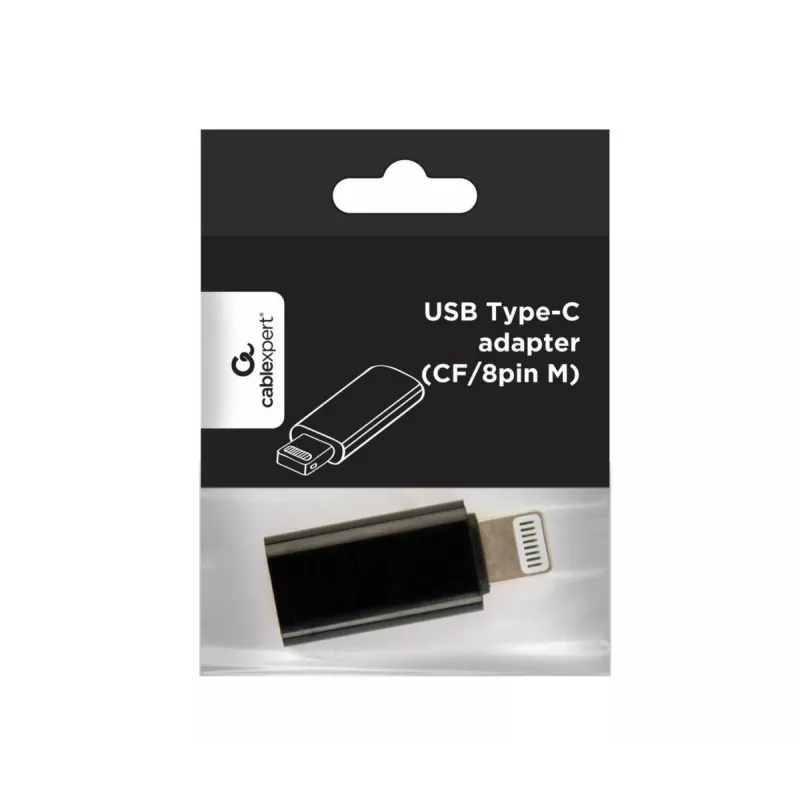 Gembird A-USB-CF8PM-01 adapteris USB tipo-C 8 kontaktų į iPhone juodas