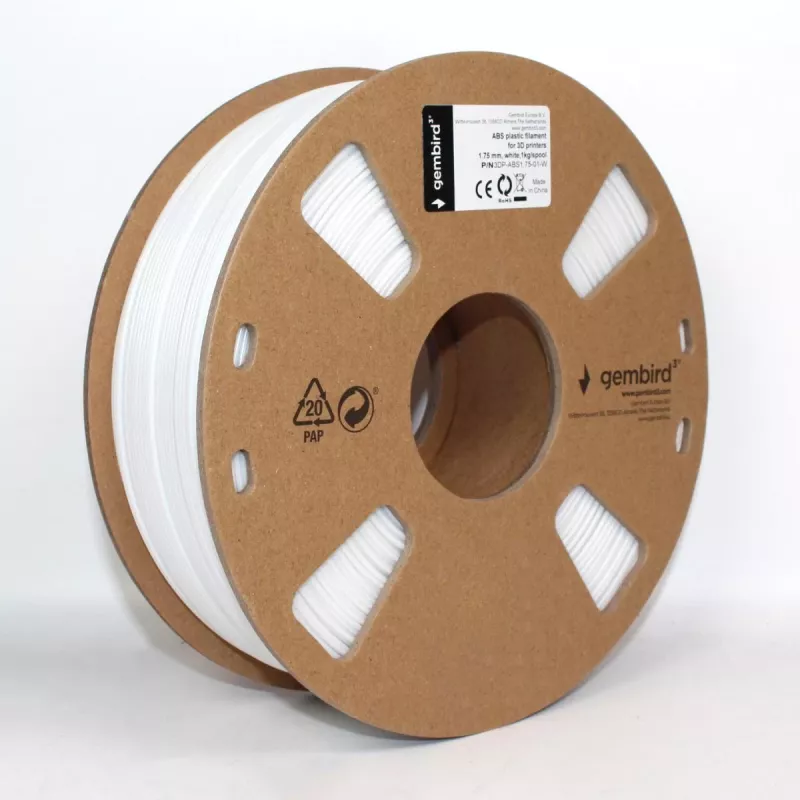 GEMBIRD ABS gijos – balta – 1,75 mm – 1 kg