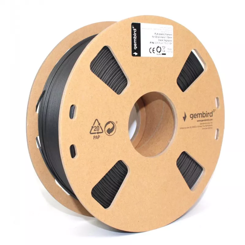 3D spausdinimo medžiaga Gembird 3DP-PLA1.75-01-BK