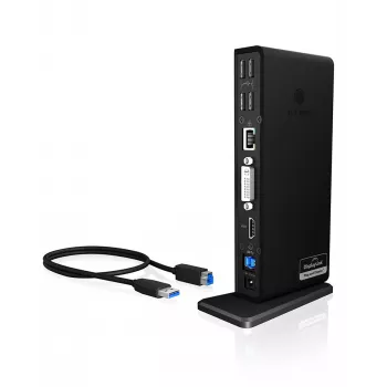 ICY BOX IB-DK2241AC USB 3.2 Gen 1 (3.1 Gen 1) Type-A juodas dokas
