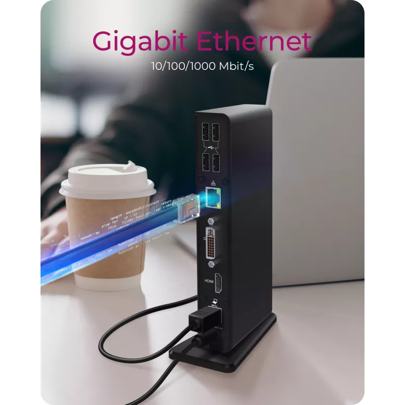 ICY BOX IB-DK2241AC USB 3.2 Gen 1 (3.1 Gen 1) Type-A juodas dokas