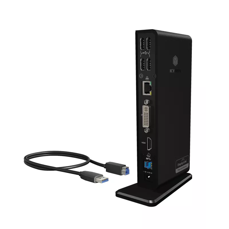 ICY BOX IB-DK2241AC USB 3.2 Gen 1 (3.1 Gen 1) Type-A juodas dokas