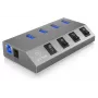 ICY BOX IB-HUB1405 USB 3.2 Gen 1 (3.1 Gen 1) Type-B 5000 Mbit/s antracitinis