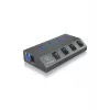 ICY BOX IB-HUB1405 USB 3.2 Gen 1 (3.1 Gen 1) Type-B 5000 Mbit/s antracitinis