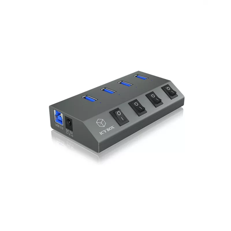 ICY BOX IB-HUB1405 USB 3.2 Gen 1 (3.1 Gen 1) Type-B 5000 Mbit/s antracitinis
