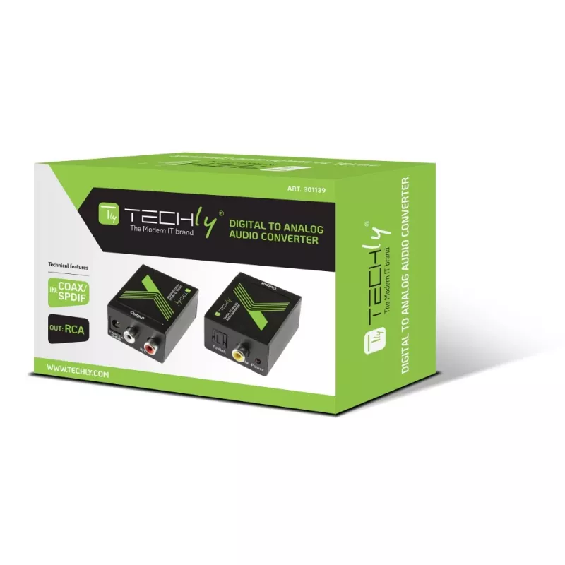 Techly IDATA SPDIF-3 garso keitiklis iš SPDIF skaitmeninio į analoginį RCA