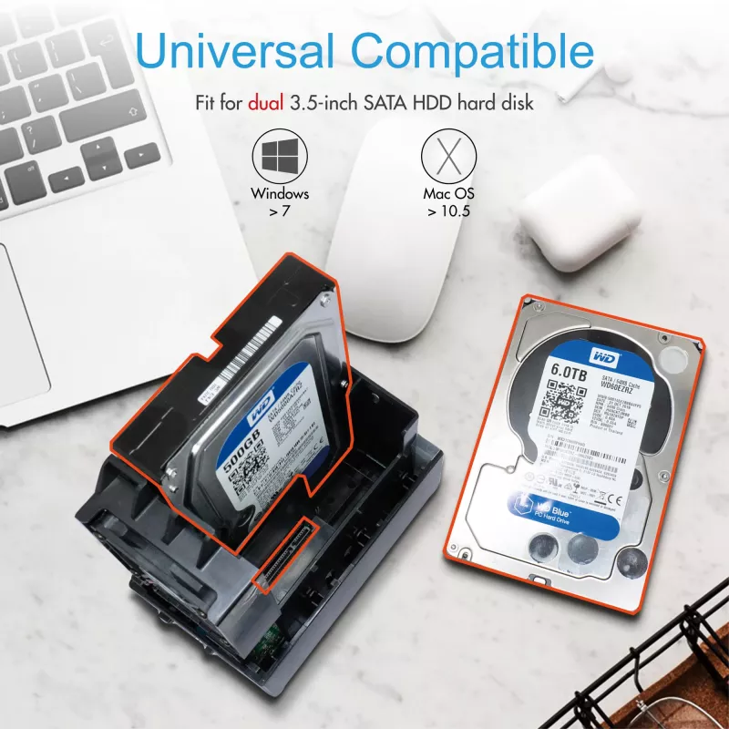 ICY BOX IB-RD3621U3 išorinis HDD/SSD dėklas Juodas 3.5 colio