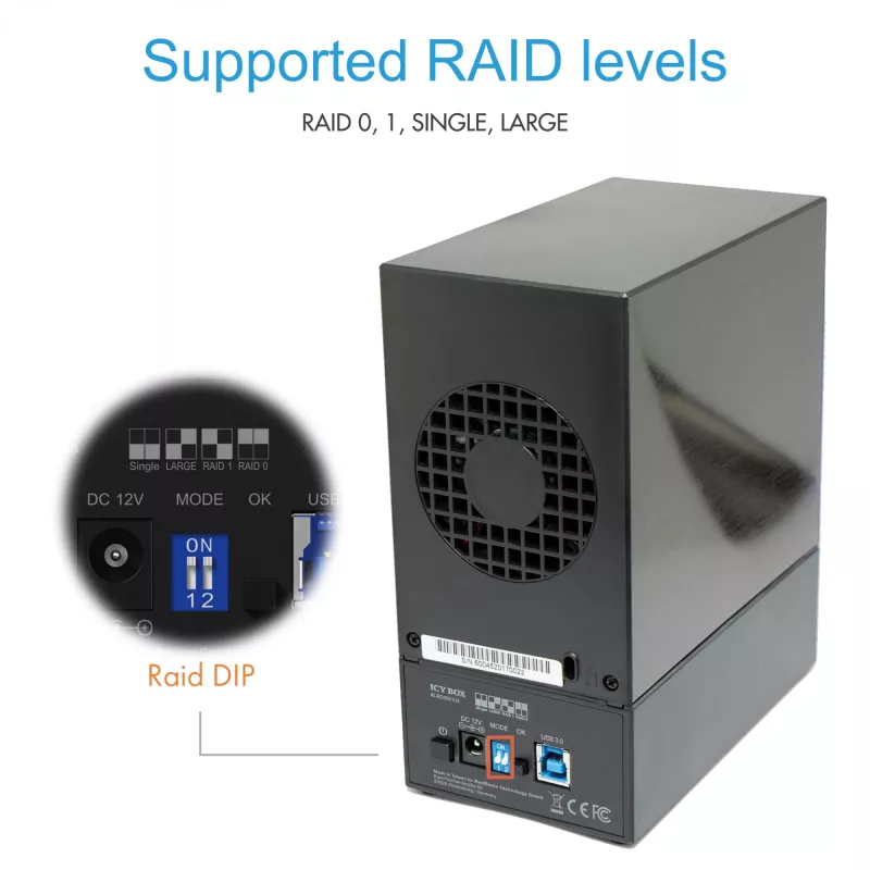 ICY BOX IB-RD3621U3 išorinis HDD/SSD dėklas Juodas 3.5 colio