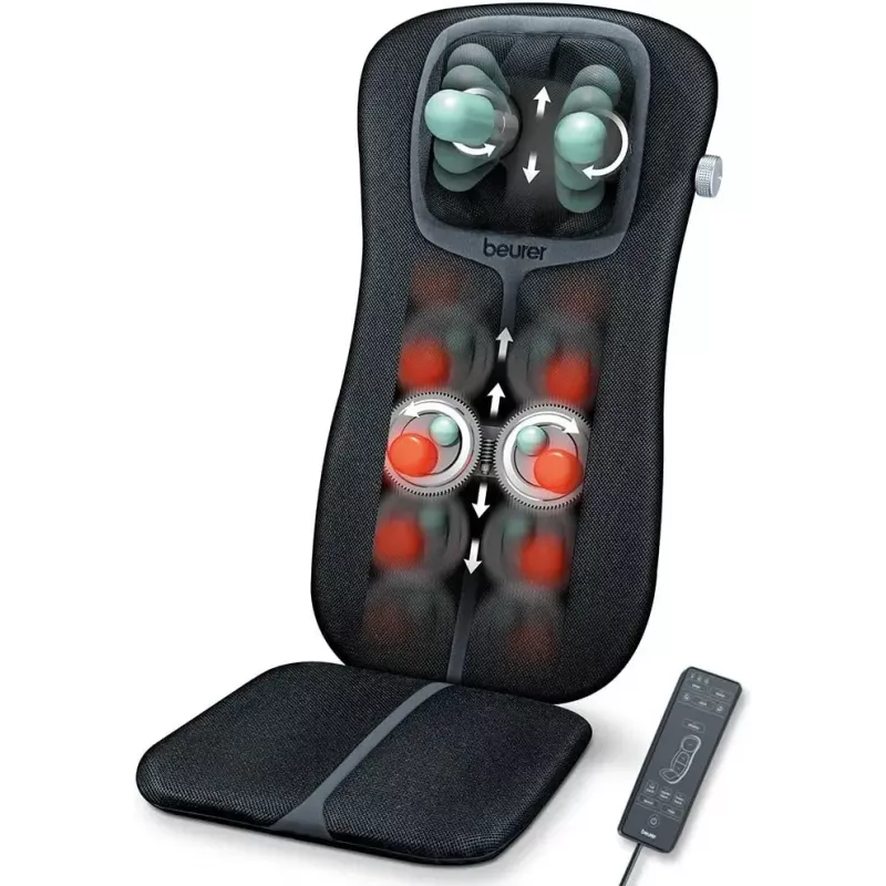 Masažinis užvalkalas kėdei Beurer MG 254 – shiatsu nugaros ir kaklo masažuoklis su šildymo funkcija, juodos spalvos, 5,4 kg