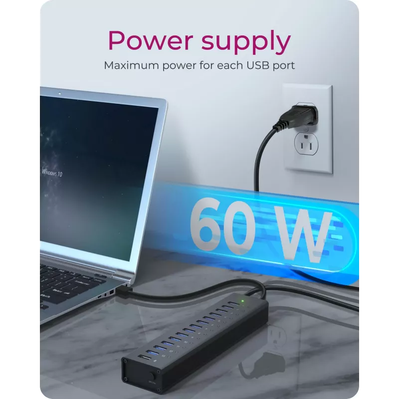 ICY BOX IB-AC6113 USB 3.2 Gen 1 (3.1 Gen 1) Type-B 5000 Mbit/s Juodas