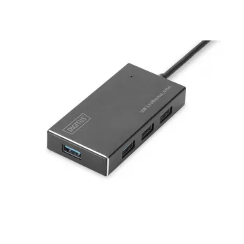 DIGITUS USB 3.0 4 prievadų šakotuvas su maitinimo adapteriu 5V/2A, aliuminio korpusas