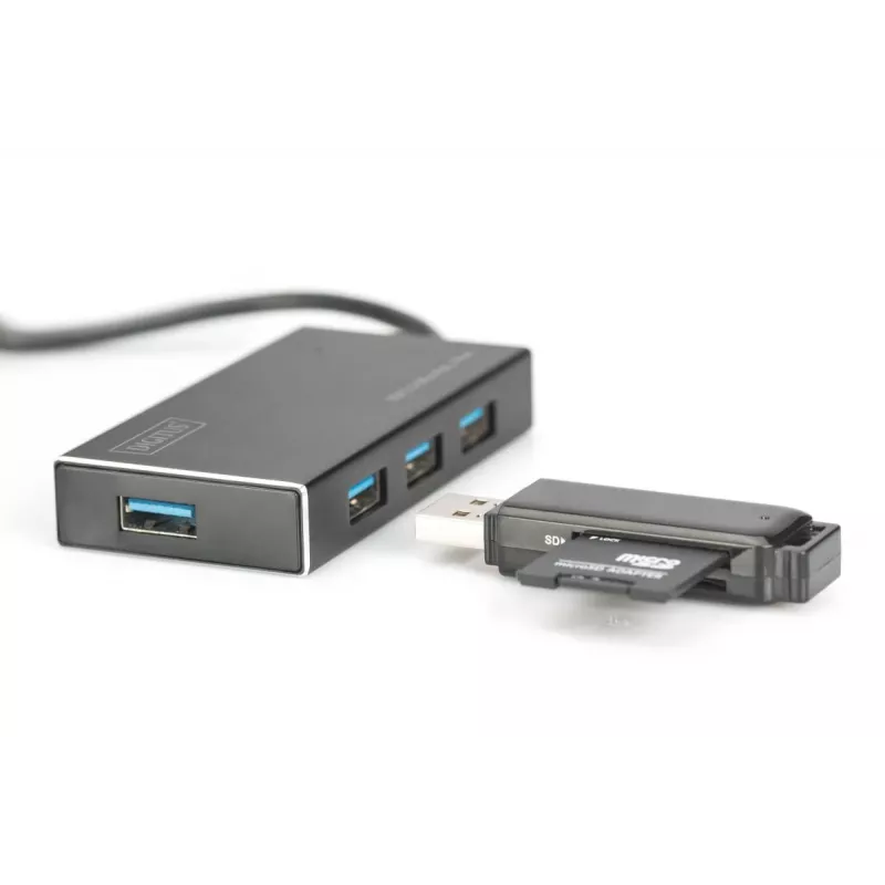 DIGITUS USB 3.0 4 prievadų šakotuvas su maitinimo adapteriu 5V/2A, aliuminio korpusas