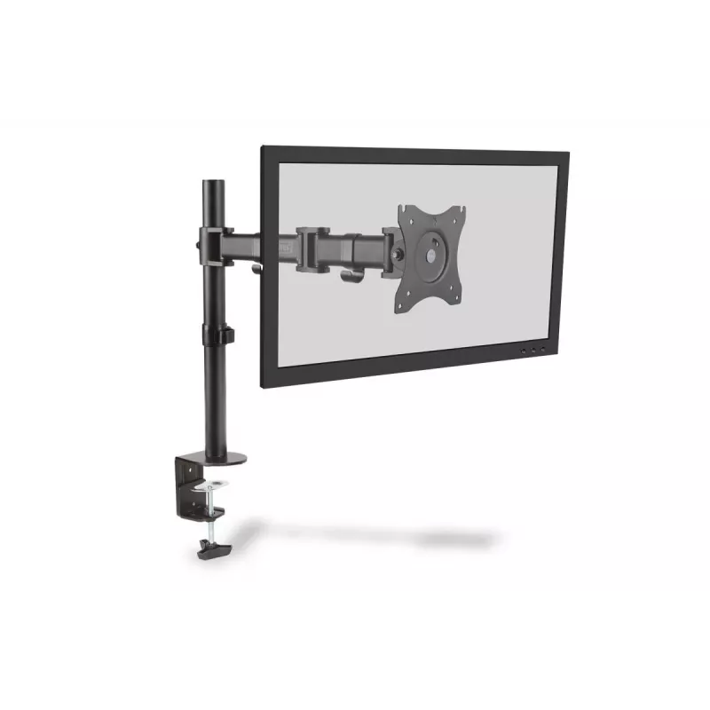 DIGITUS Vieno monitoriaus laikiklis su spaustuku, juodas, 45° pasukimas, 45° pakreipimas, 360° sukimas, 15-27 colių TFT, max 8 kg, VESA max 100x100