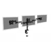 DIGITUS Trivietis monitoriaus laikiklis su spaustuku, juodas, 90° pasukimas, 45° pakreipimas, 360° sukimas, 15-27 colių TFT, maks. apkrova 3x8 kg, VESA max 100x100