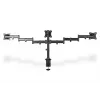 DIGITUS Trivietis monitoriaus laikiklis su spaustuku, juodas, 90° pasukimas, 45° pakreipimas, 360° sukimas, 15-27 colių TFT, maks. apkrova 3x8 kg, VESA max 100x100