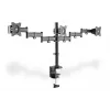 DIGITUS Trivietis monitoriaus laikiklis su spaustuku, juodas, 90° pasukimas, 45° pakreipimas, 360° sukimas, 15-27 colių TFT, maks. apkrova 3x8 kg, VESA max 100x100