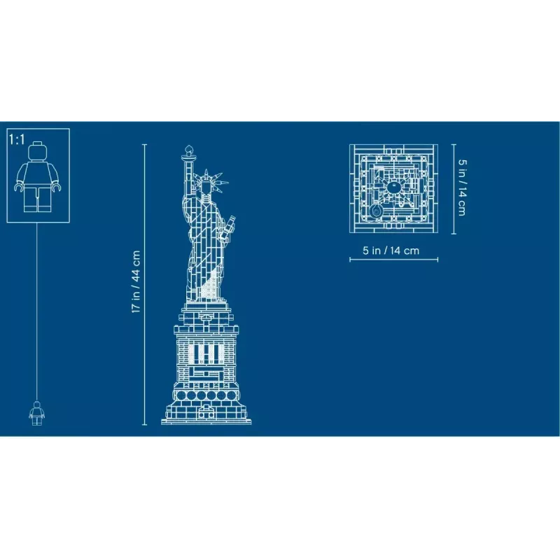 LEGO Architecture Statue of Liberty 21042 statybos rinkinys – 1 685 detalių, detalus Laisvės statulos modelis