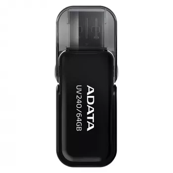 USB atmintukas ADATA UV240, USB Type-A 2.0, 64 GB, juodas, užverčiamas dangtelis