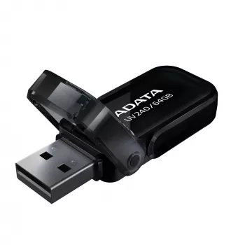 USB atmintukas ADATA UV240, USB Type-A 2.0, 64 GB, juodas, užverčiamas dangtelis